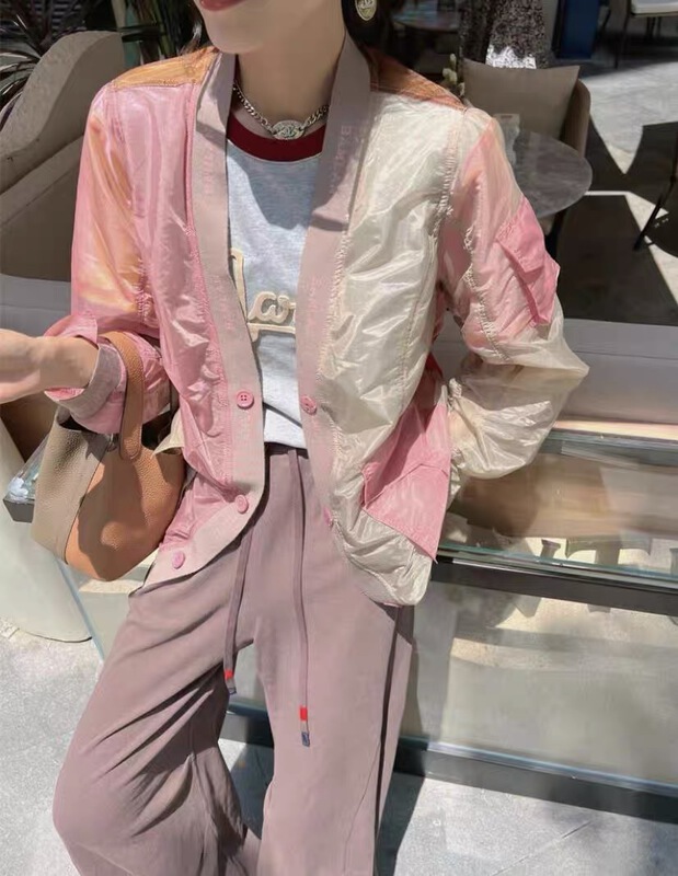 [dodo] Korean fashion trend color blocking sunscreen shirt 0813# zyh