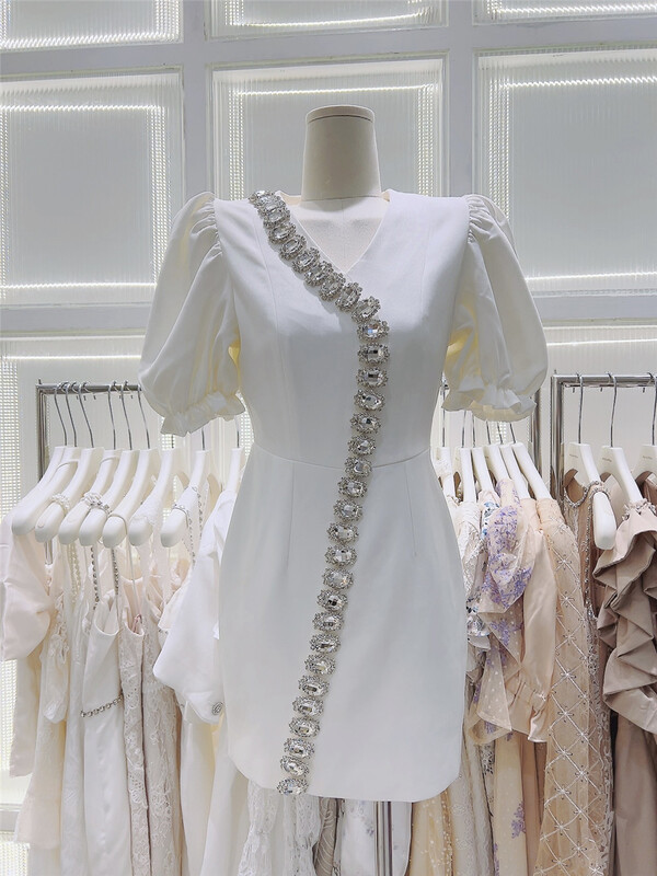 [Magnolia] little woman V-neck beaded dress g125# JJ