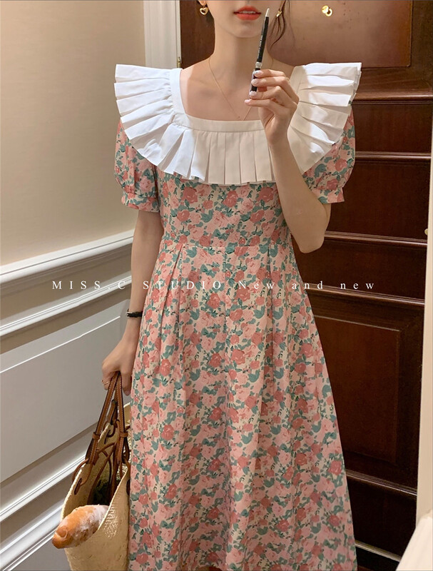 [miss. C studio] Korean floral style bubble sleeve dress 3008# zxx
