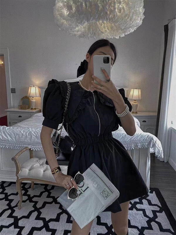 [double. J] Korean style large lapel ear side dress 1860# PCZ