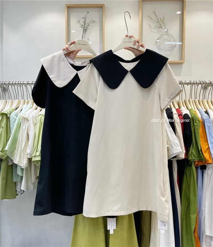[Max original] temperament contrast color doll neck dress 98200# HBx