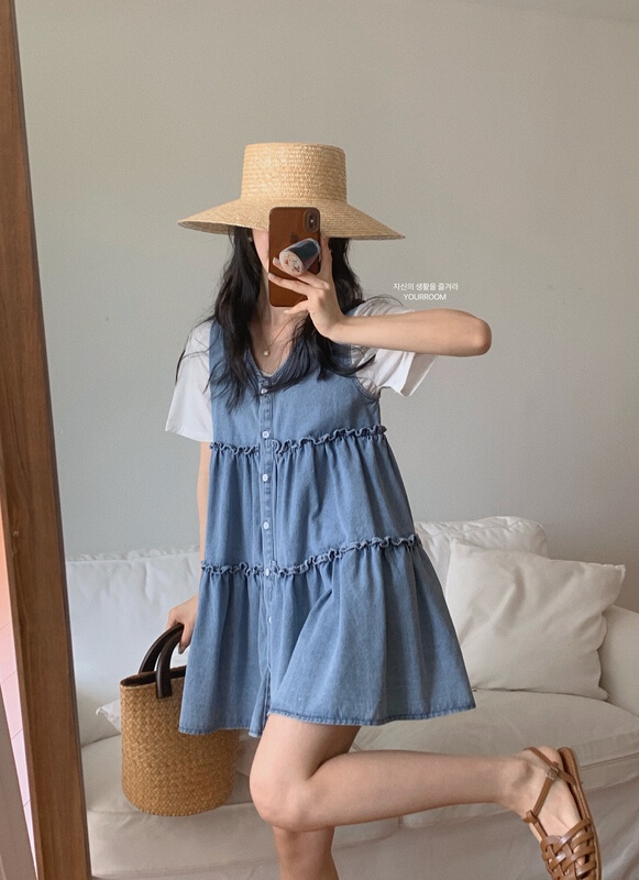 [your room] Korean casual denim sleeveless dress (excluding interior) 609# cqw