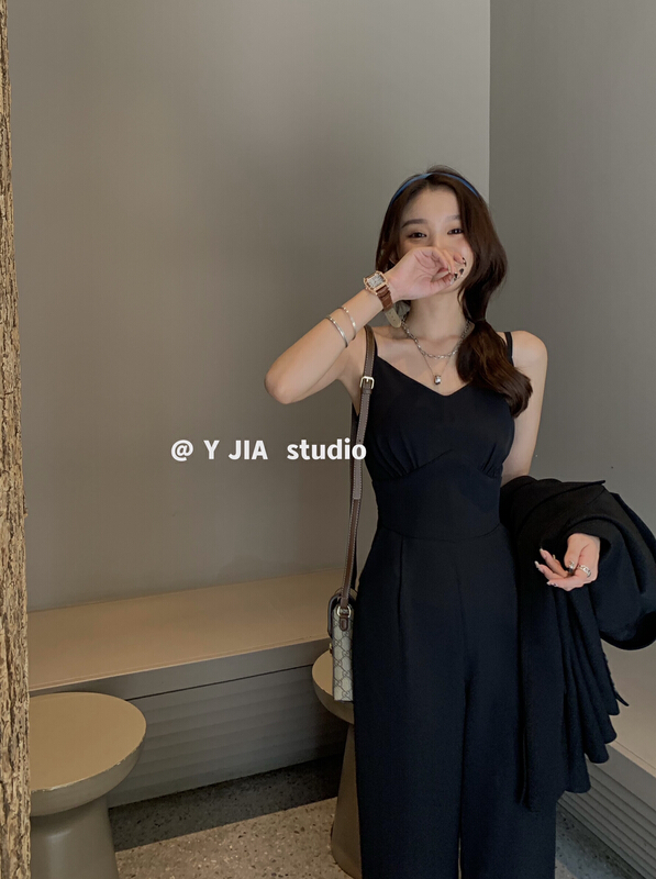 goods in stock! New year in early spring! [y.jia Yijia] temperament versatile suit + sexy slim fit suspender Jumpsuit ys4-9905# PCZ