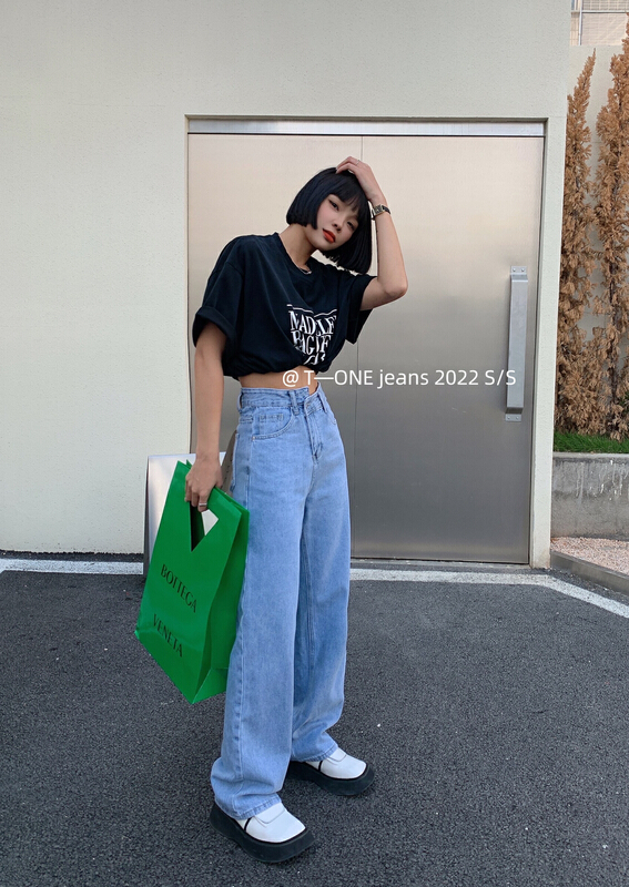 Original price 81.61! New year in early spring! [t one] Korean style wide leg jeans 9025# LSL