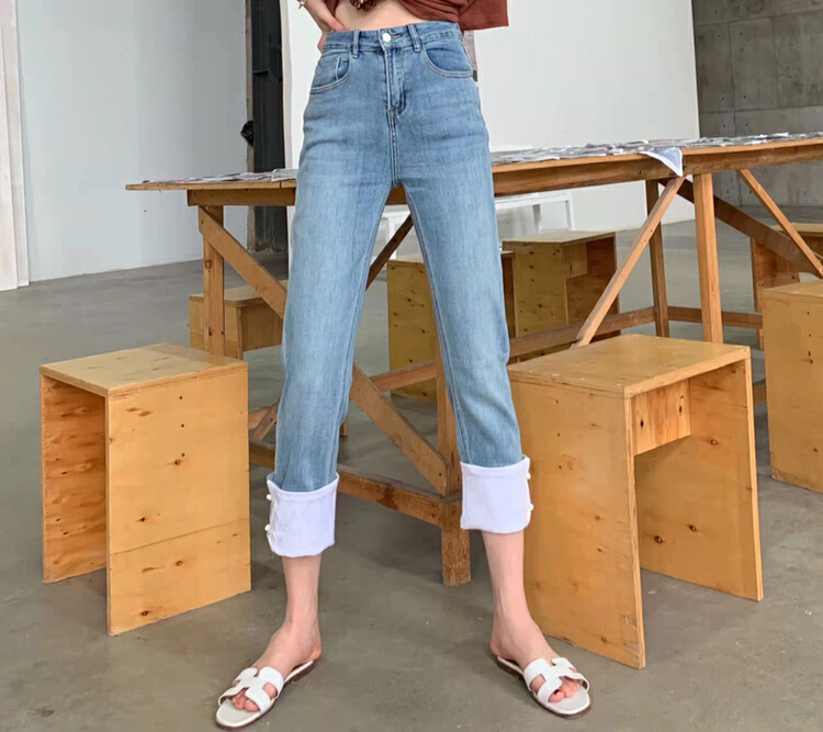 goods in stock! New in early summer! [1980] small straight comfortable stretch jeans 63270-1# zyh