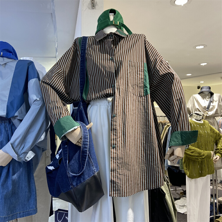 New year in early spring! [original by hnhl] striped Korean breasted shirt 17925# L