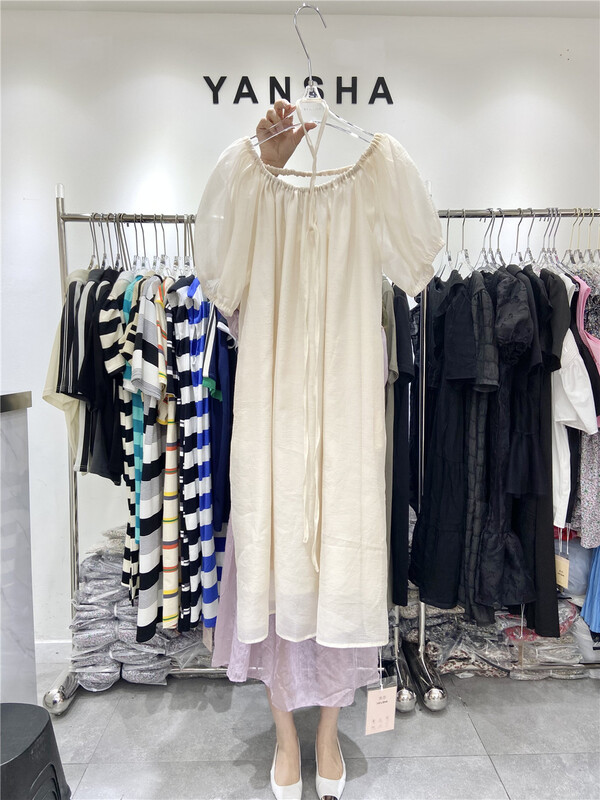 [Yan Sha] French simple temperament lazy dress (with belt) 207# CLS