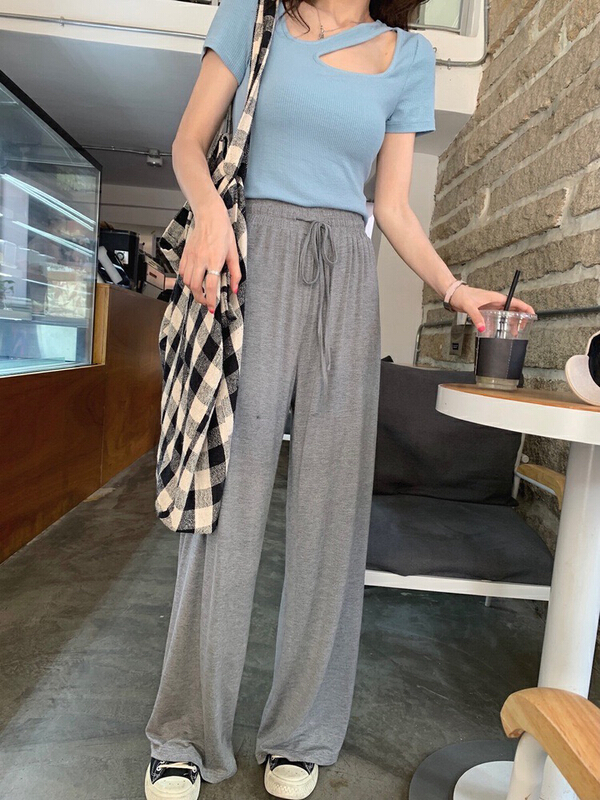 New year in early spring! [wgwe] high waist draped wide leg casual pants 1066# PCZ