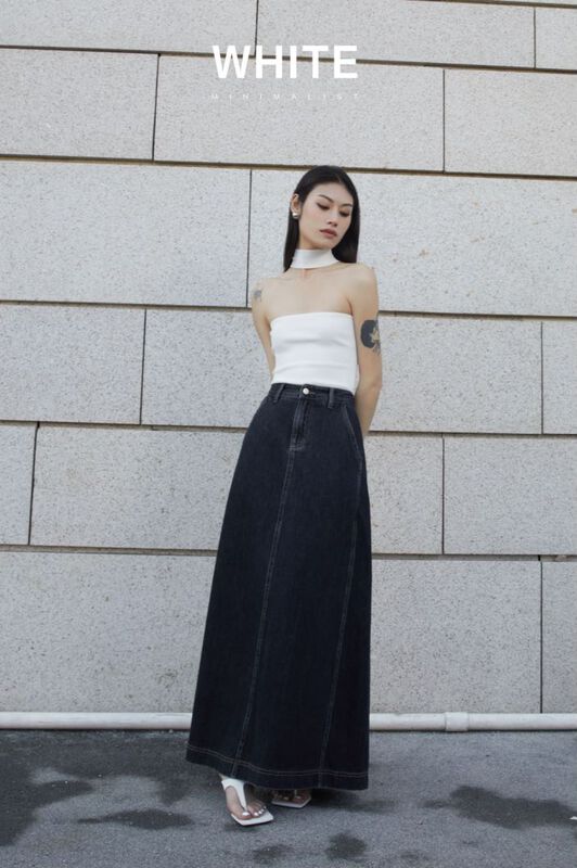 New year in early spring! [white] Korean simple denim skirt 88181# XYJ