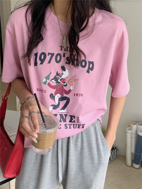 New in early summer! [Chennai] cartoon letter printed round neck short sleeve T-shirt 1211c103# zxx