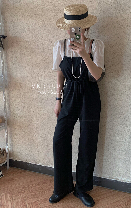 New year in early spring! [Chen] Korean style simple solid color shirt + Korean slim comfortable Jumpsuit 3182# hjy