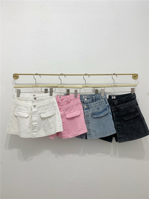 [u.she] Korean personalized casual denim skirt 6695# cqw