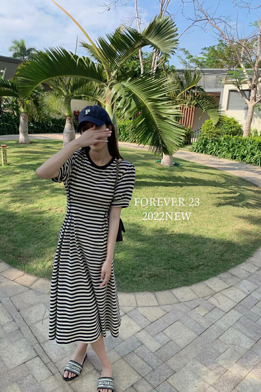 [forever23] Korean stripe waist dress a668# hjy