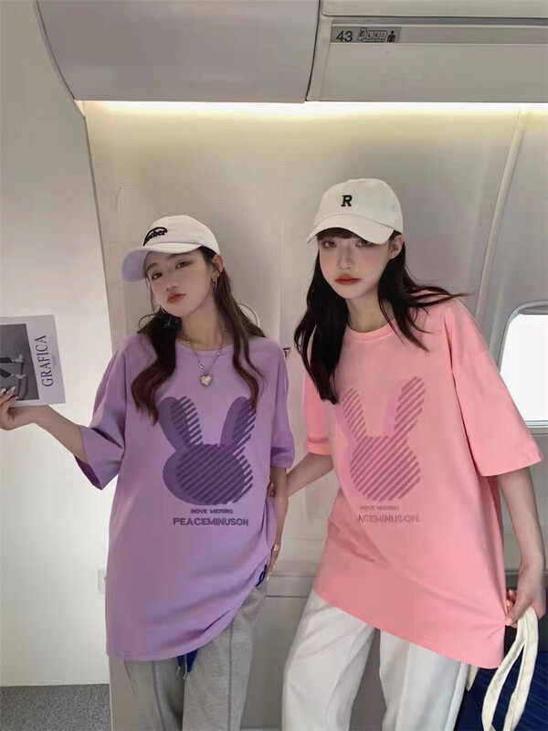 [as Aishan] rabbit print Pullover short sleeve T-shirt 9988# WTT