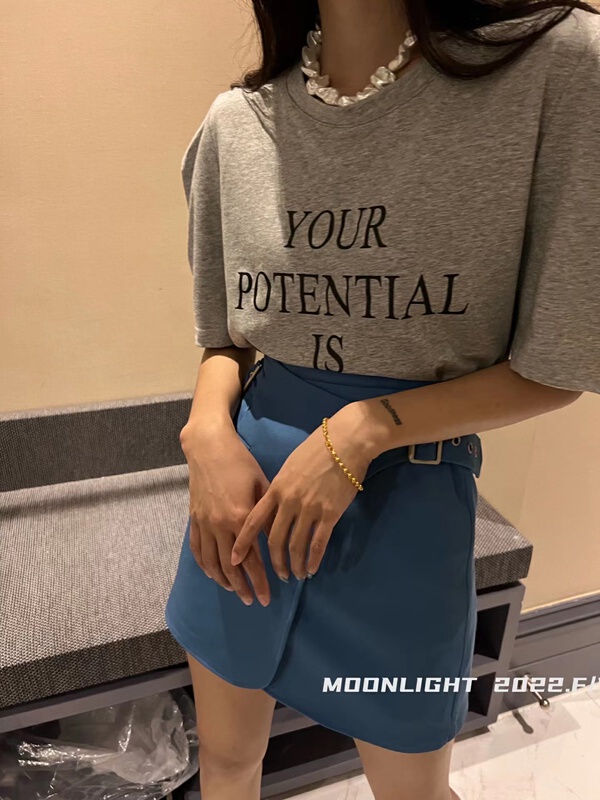 Original price 66.55! [moonlight] Korean alphabet bubble sleeve short sleeve T-shirt (excluding lower garment) 0326# cqw