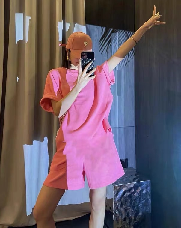 New in early summer! [East room] Korean pure color short sleeve T-shirt + high waist casual Shorts Set 9183# WTT