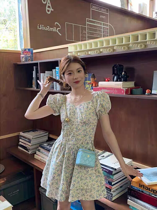 [are studio] French square neck floral waist dress 81201# zxx