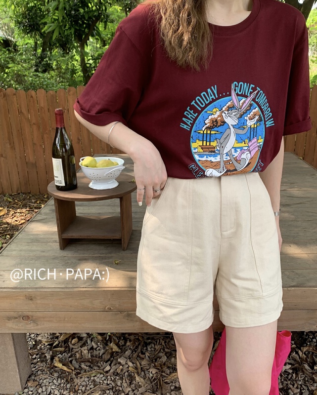 [rich Papa] Korean versatile ins net color casual shorts k051# zxx