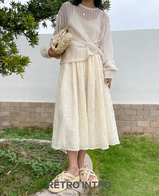 New in early summer! [Rin] national style retro heavy industry embroidered fairy skirt r21109# cqw