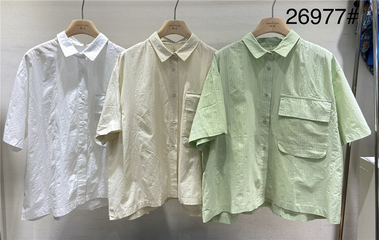 [ninestone nine stones] fashion commuter basic versatile short sleeve shirt 26977# L