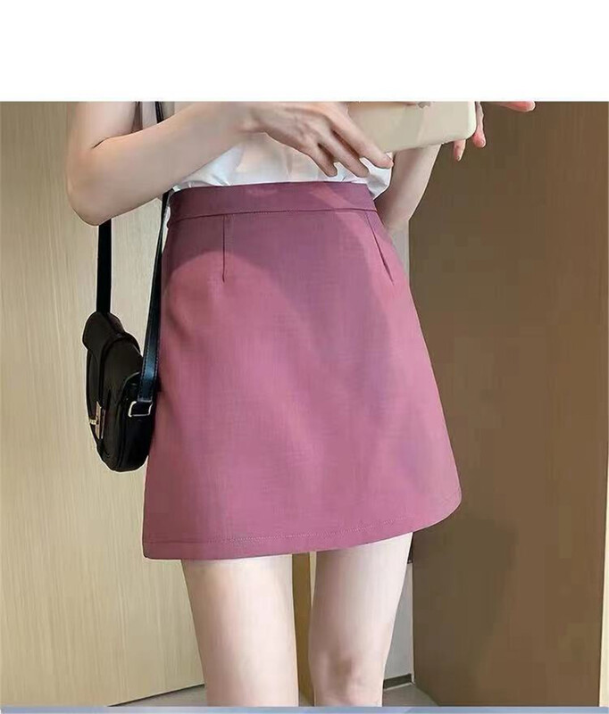 [Pauline] solid color high waist comfortable lady skirt 66190# L