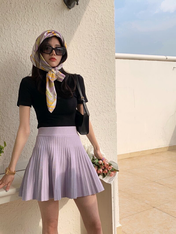 New in early summer! [smile baby] Korean version of foreign style solid color high waist skirt b-2850# WPL