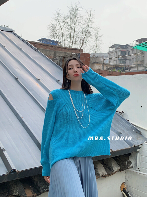 New year in early spring! [MRA] a small minority design, two wear loose warm sweater h7518# zxl with shoulder off