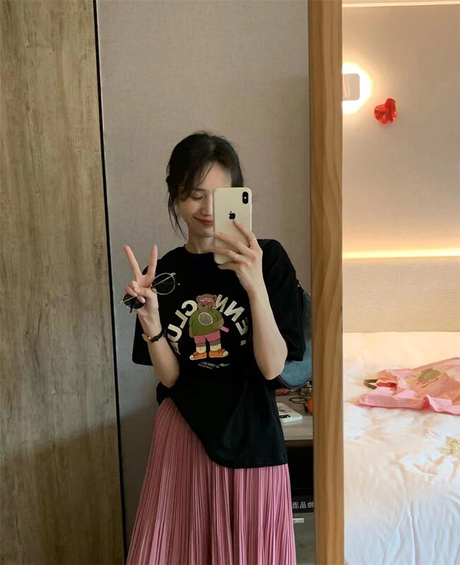 New in early summer! [h2-studio] Korean cartoon bear print short sleeve T-shirt a512# HBx
