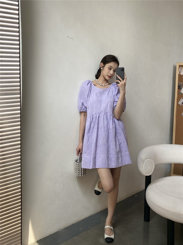 [modern 197] short sleeved Korean Pleated Dress 0035# hyy