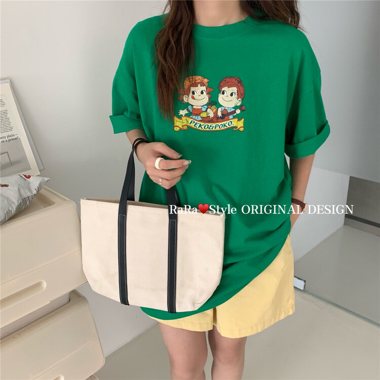 New in early summer! [rara] cartoon printed loose Casual Short Sleeve T-shirt 30087# LSL