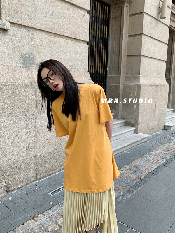 Original price 50.76! New year in early spring! [MRA] small fresh simple round neck Pullover short sleeve T-shirt l1088# zxl