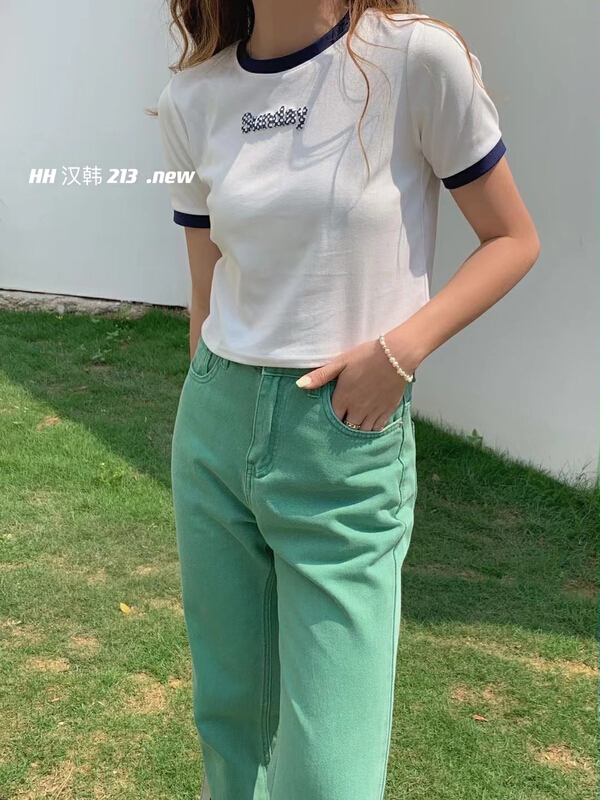 [HH & miss Lai] block letter comfortable short sleeve T-shirt 213# L