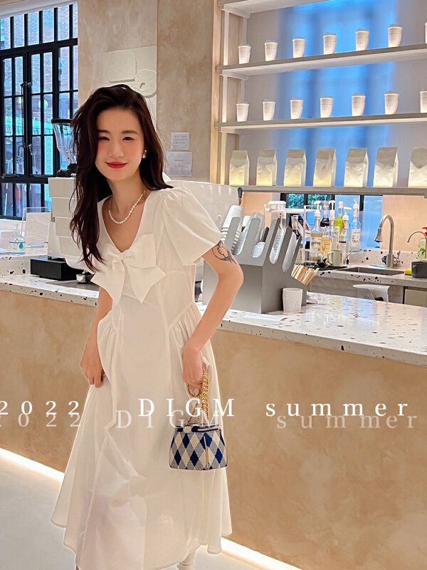 New in early summer! [digm] French retro bow thin dress 3716# zxx