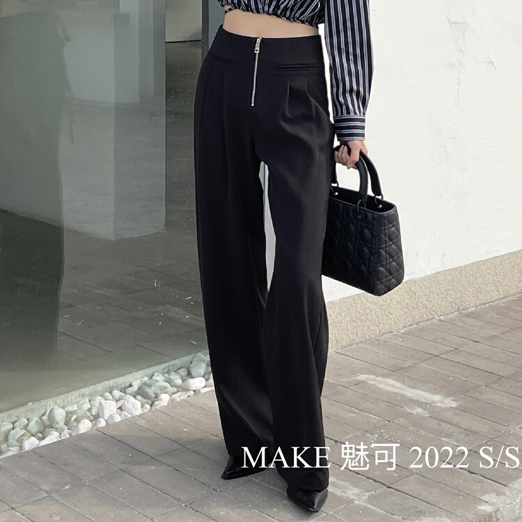New year in early spring! [make Meike] front zipper design double fake pockets crimp straight pants 8428# XJ