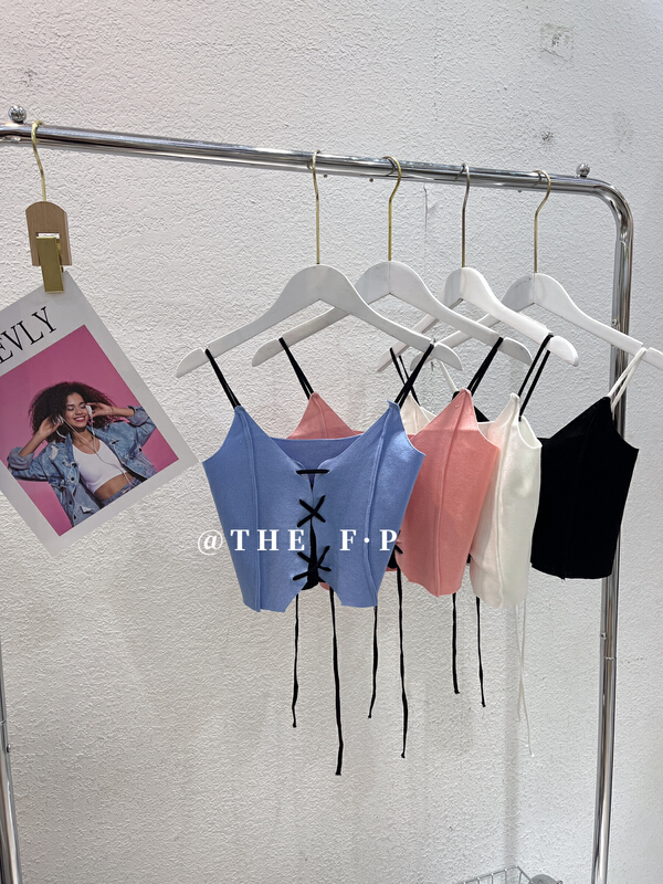 [f · P] Korean lace up knitted vest / suspender a1433# HBx