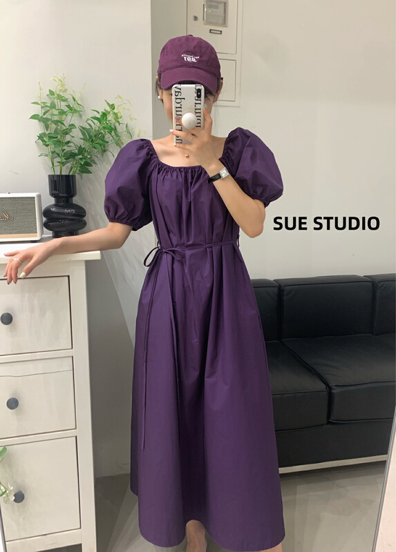 [Sue studio] simple and versatile dress (with waist rope) 22286# zjy