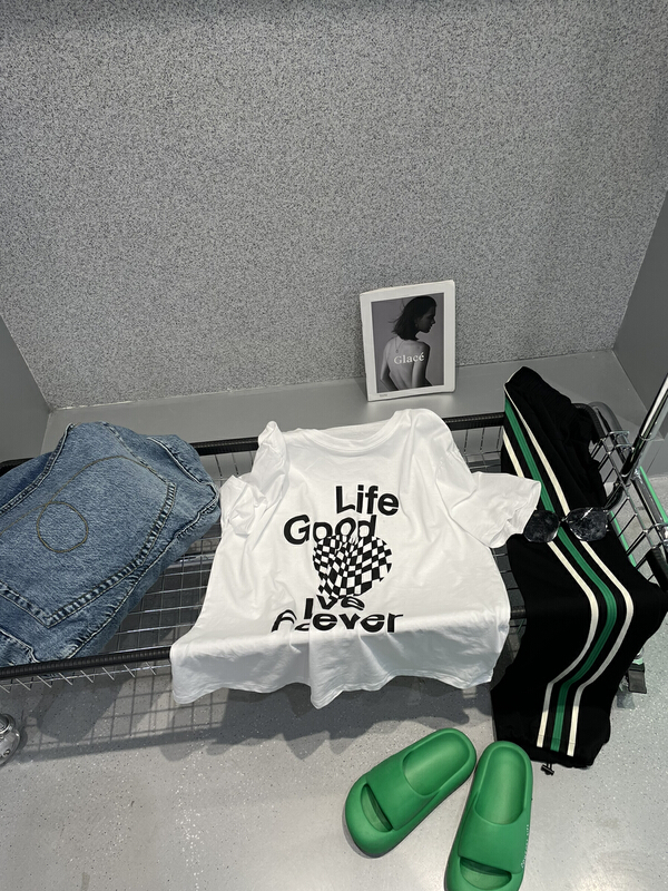 [bobo1972] letter printed loose short sleeve T-shirt ac221001# ozq