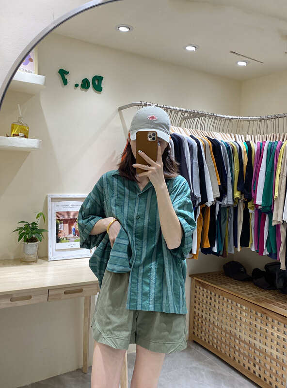 New in early summer! [da. 7] fashionable and versatile striped short sleeved shirt (shirts only) 2502-1# LSL