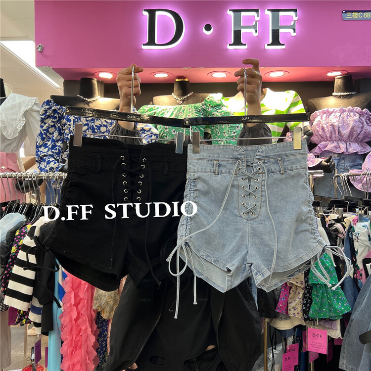 初夏上新!【D.FFSTUDIO】韓版綁帶水洗牛仔短褲  YS1-864#  WTT