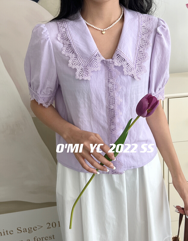 【O MI】韓版蕾絲花邊襯衫  YS-8638#  HBX