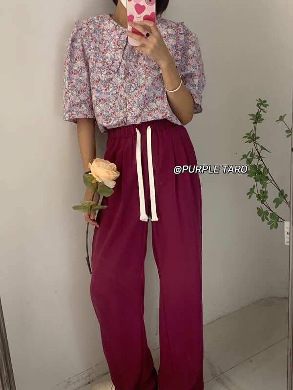 New in early summer! [zishujia] Korean simple lace up casual pants ys2-9910# HBx