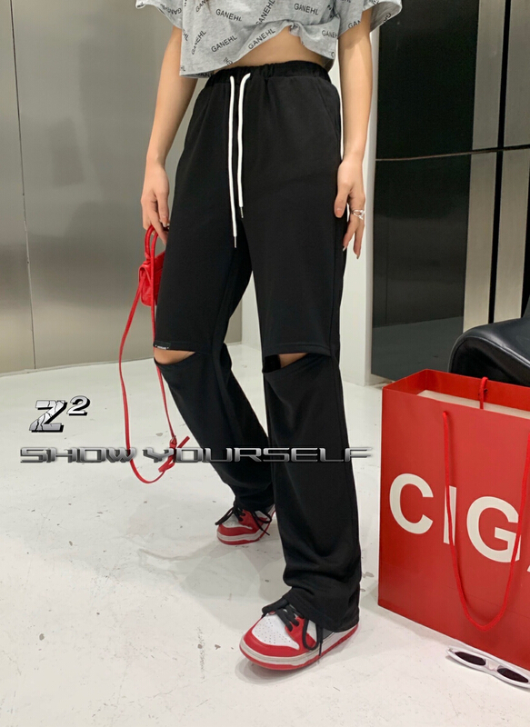 New in early summer! [Z2] hole drawstring slim casual pants 8002# WTT