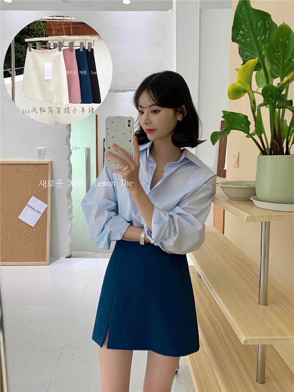New year in early spring! [lemon green tea] simple and versatile solid color skirt ys2-2020# hjy