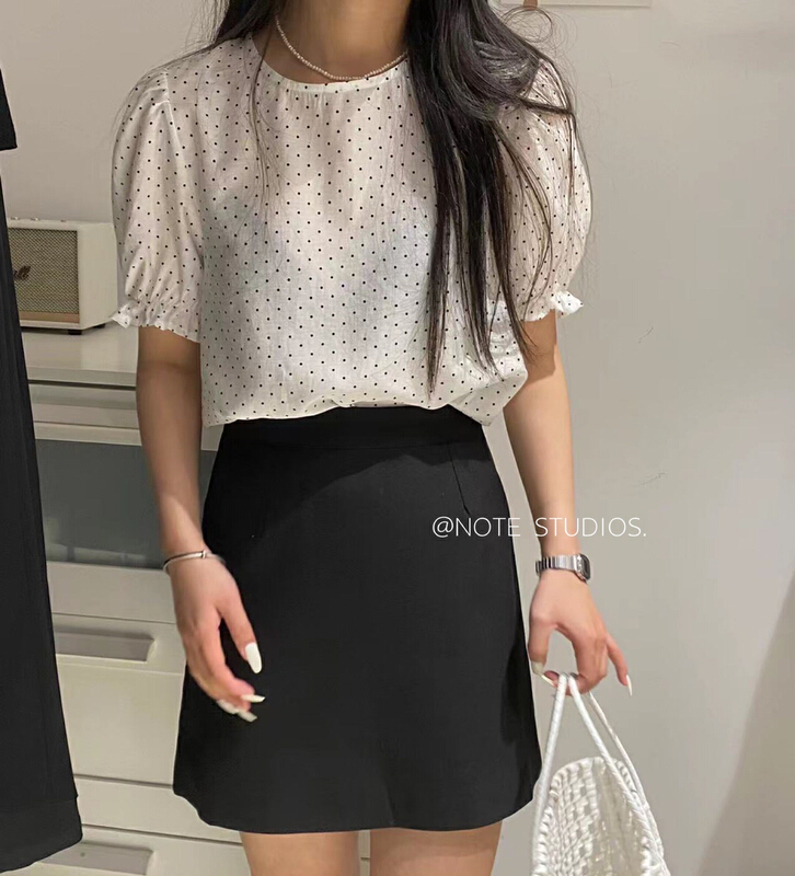 Original price 55.67! New in early summer! [note] Korean ins versatile casual round neck Polka Dot T-shirt 22333# HBx
