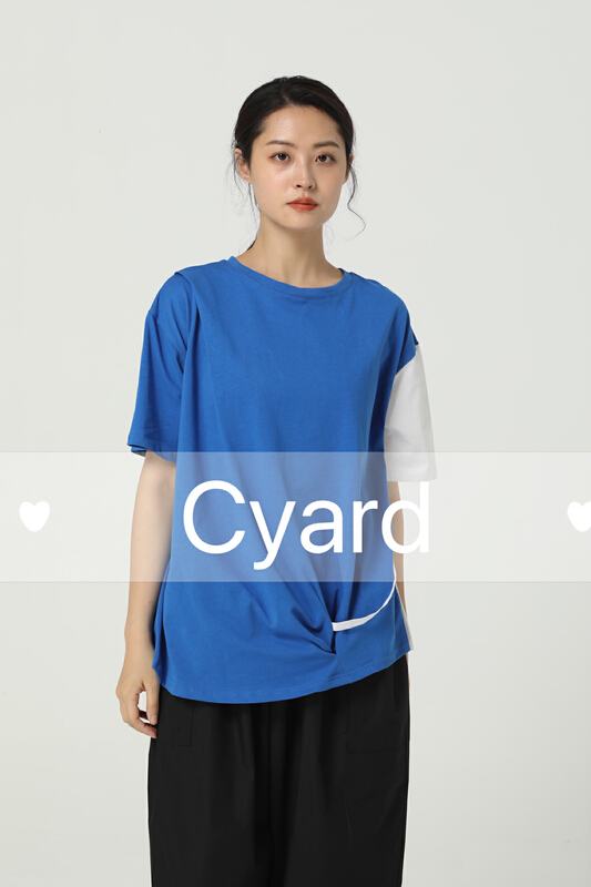 [cyard] Japanese splicing off shoulder short sleeve T-shirt 90026# L