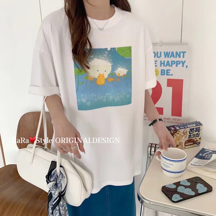 [rara] printed Pullover Korean Short Sleeve T-shirt ys1-19116-2# LSL
