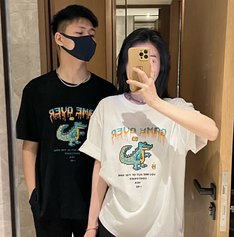 [ing] micro wide loose dinosaur short sleeve T-shirt 1903# ZZL