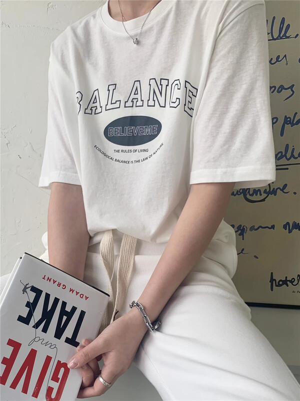 Original price 43.99! New year in early spring! [Linai] Korean alphabet printed ins short sleeve T-shirt 121c088# zxx