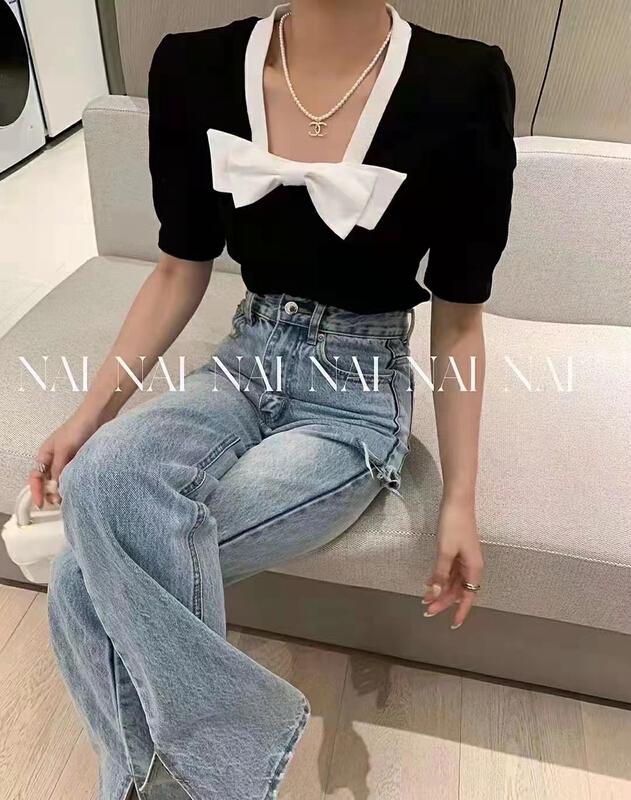 New in early summer! [c.x Chuxin] sweet wind and thin bow small shirt 9937# WTT