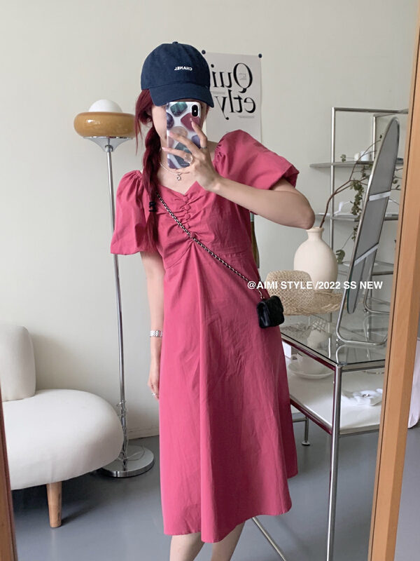 [aimistyle] simple small fresh square neck dress 10883# HBx